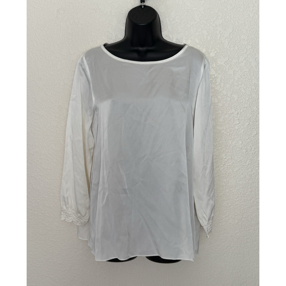 Lafayette 148 New York Silk Blouse Medium Classic Minimalist Quiet Luxury - Picture 2 of 12